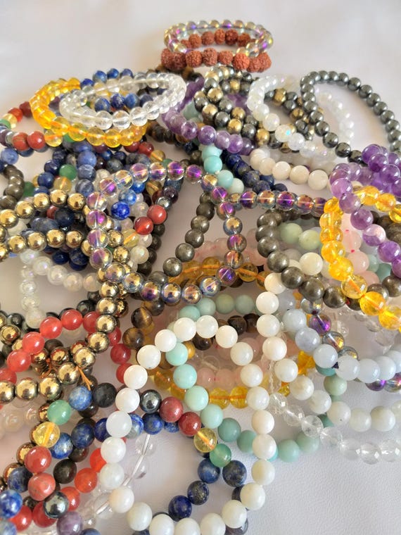Natural Mix Stone Bead Bracelet: Handmade Healing Crystal Jewelry