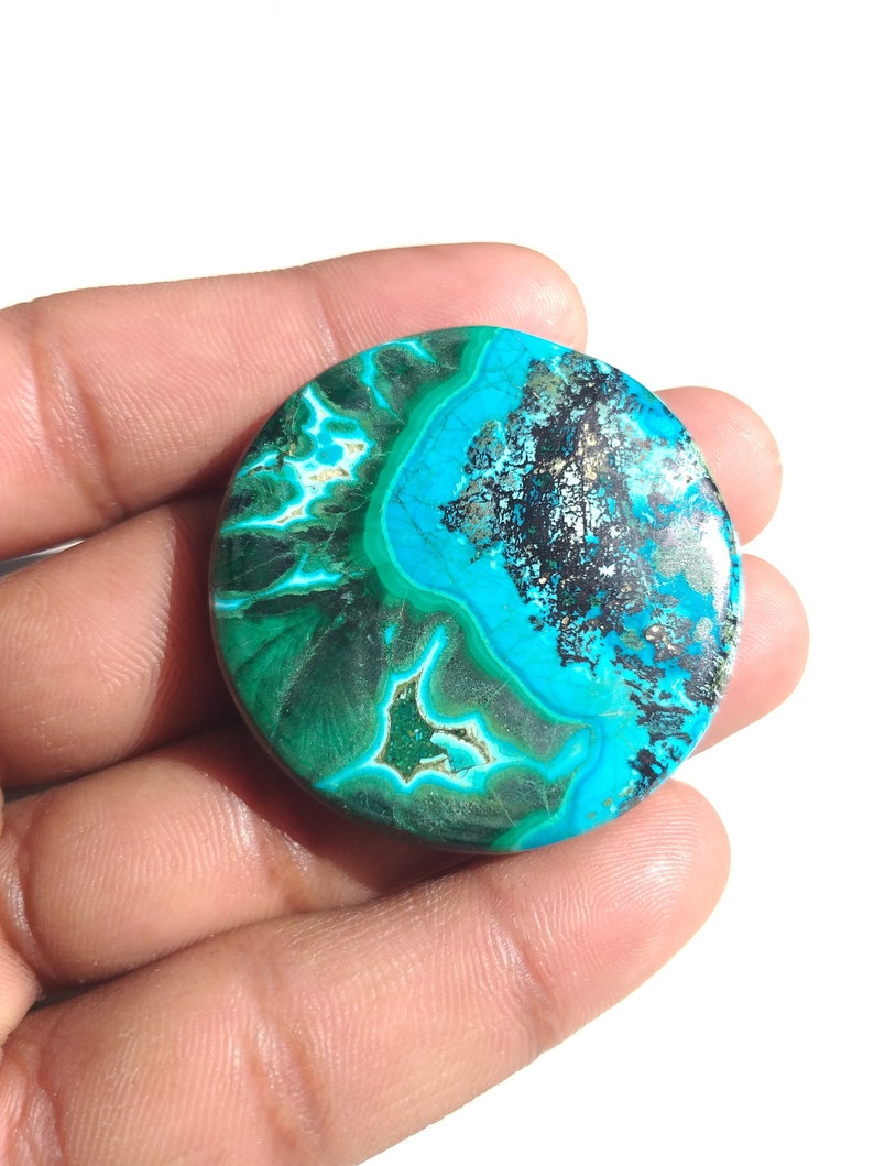 43x7 MM Natural Chrysocolla Malachite Cabochon Gemstone Round Shape Chrysocolla Malachite Jewelry Cabochon Natural Chrysocolla Malachite