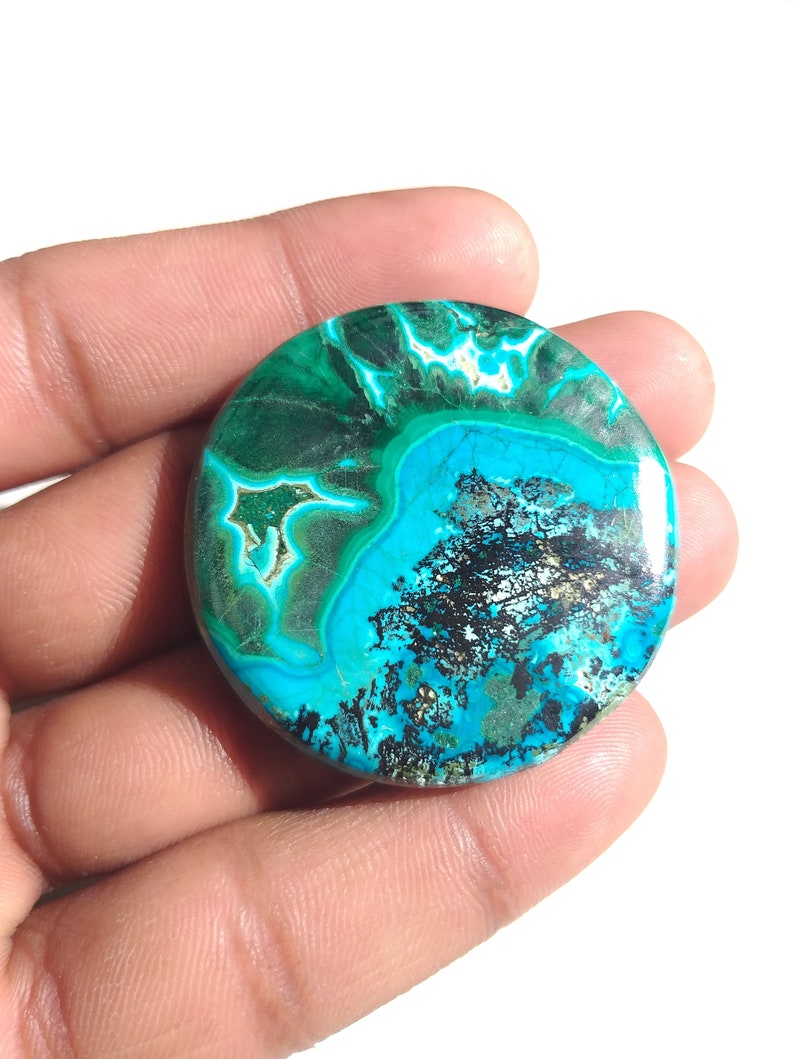 43x7 MM Natural Chrysocolla Malachite Cabochon Gemstone Round Shape Chrysocolla Malachite Jewelry Cabochon Natural Chrysocolla Malachite