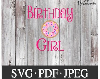 Donut verjaardag meisje SVG, donut verjaardag SVG, bestand knippen, Instant Download bestand, jpeg, Donut verjaardag pdf, snijden bestand, zoete verjaardag SVG