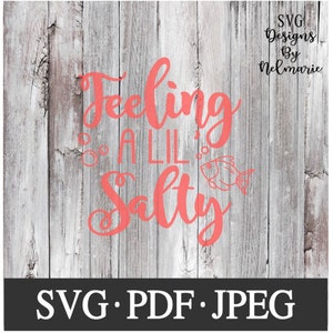 Feeling a lil Salty SVG, Beach SVG, Cut File, Instant Download file, jpeg, Feeling a lil salty pdf, Beach Salty Cut file, Salty svg