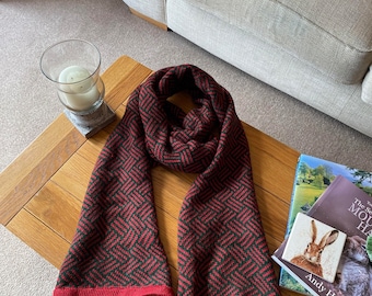 Winter knitted fair isle scarf.