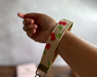 Cherry print keychain wristlet