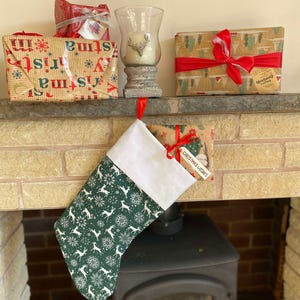 Handmade Christmas stocking (reindeer fabric)