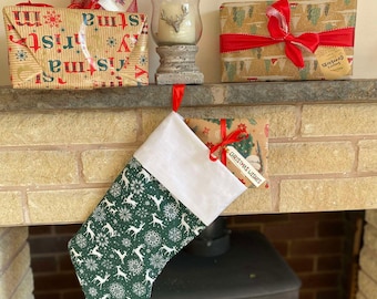 Handmade Christmas stocking (reindeer fabric)