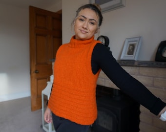 Cosy up sleeveless pullover knitting pattern