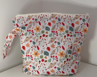 Autumnal theme knitting project bag (size large)