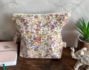 Pink floral Knitting Project Bag (Medium)