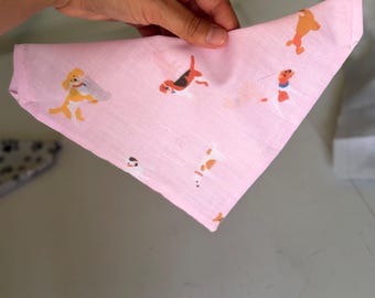 Pink Dog Print Bandana for Dogs (Medium Size)
