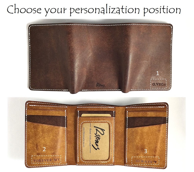 Mens trifold wallet custom trifold wallet genuine leather