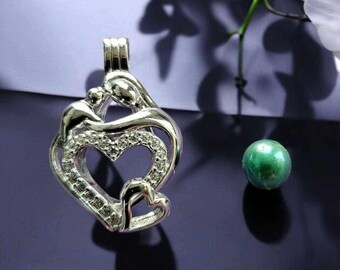 Sterling silver mother & baby heart cage (Mother's Day offer!)