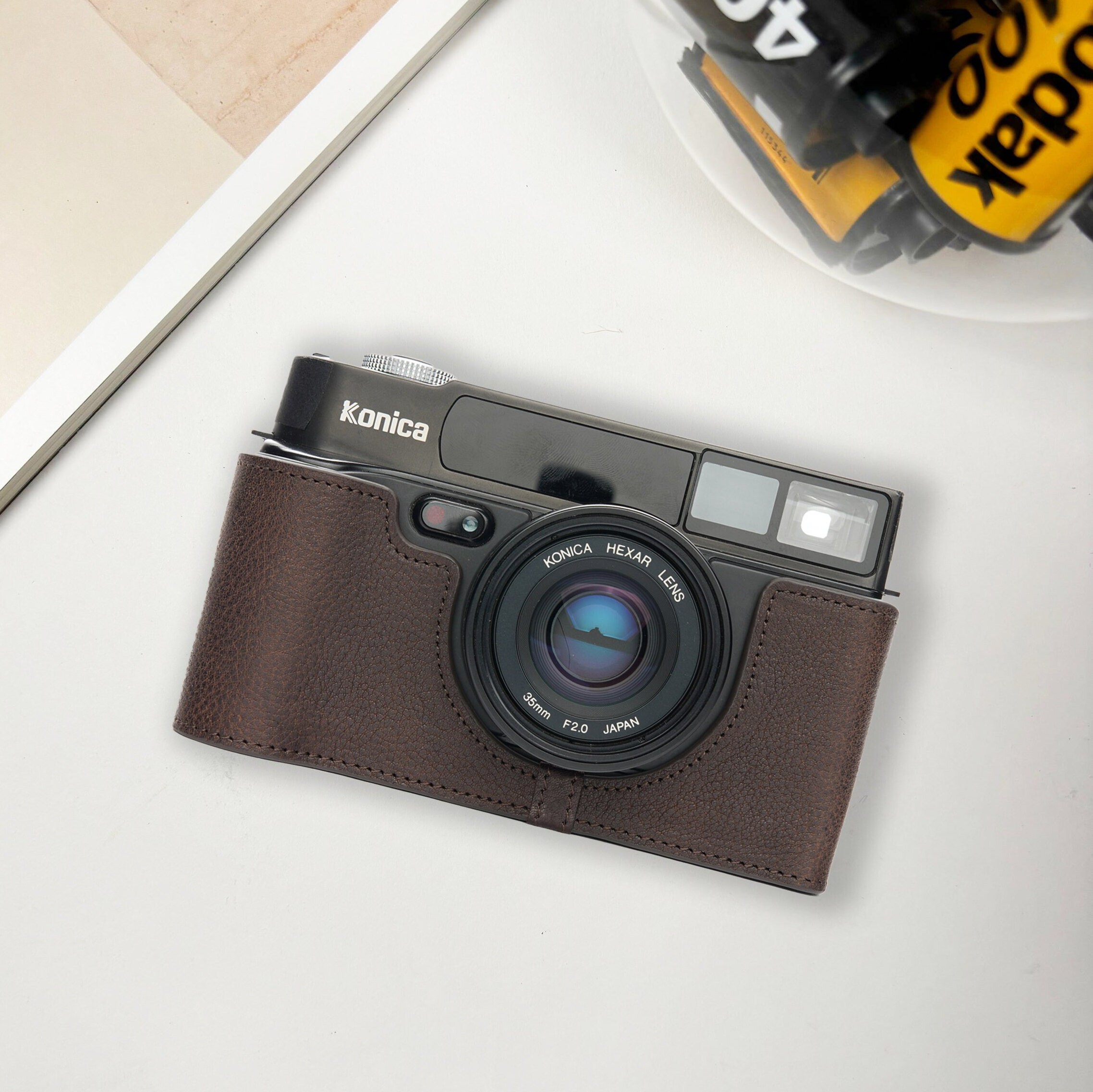 新品 本革 コニカ Konica HEXAR AF用 カメラケース 濃いブラウン