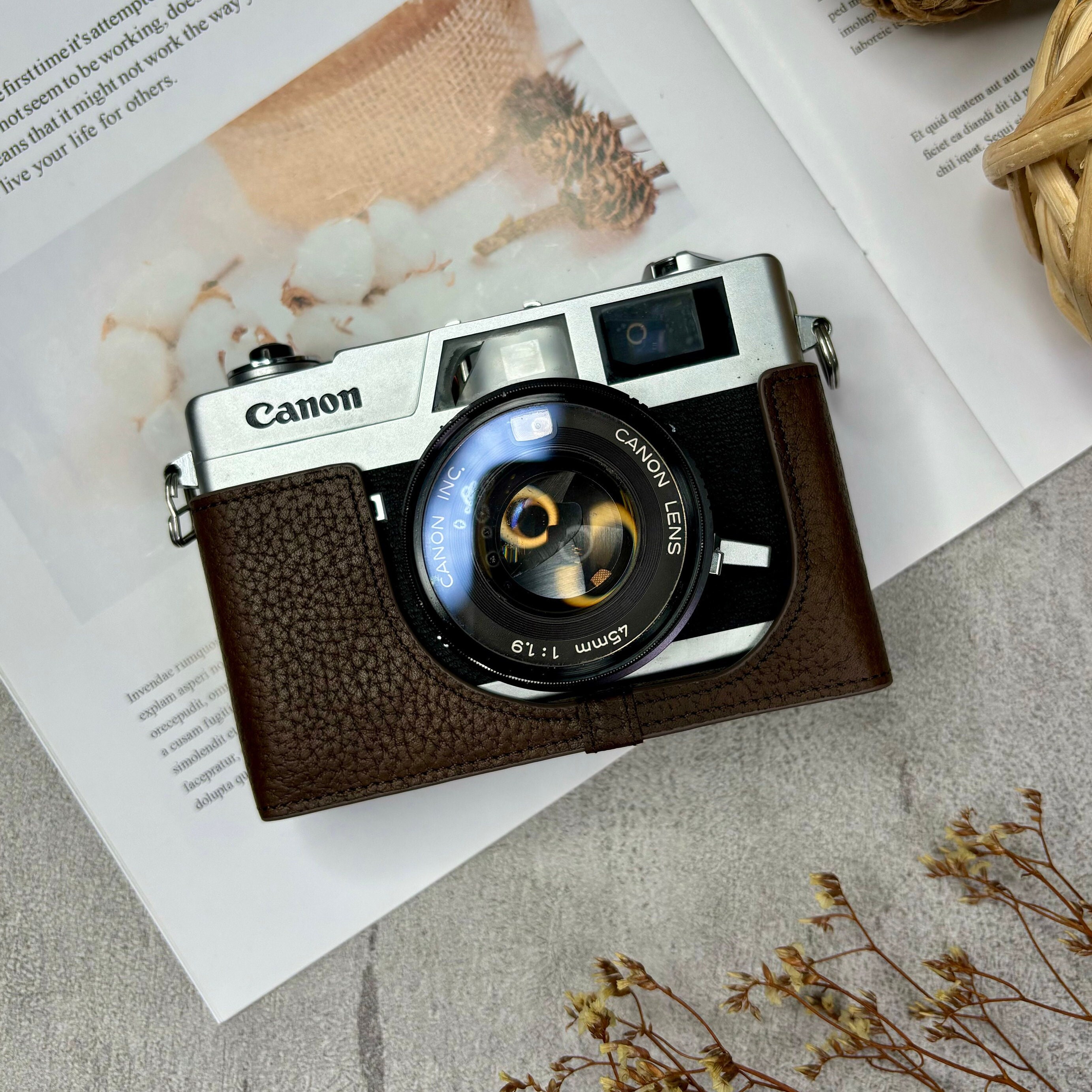 Amazon.com : Handmade Genuine Real Leather Half Camera Case