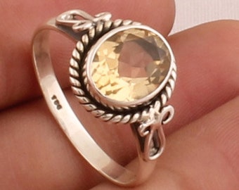 AAA Quality Ethnic Citrine Sterling Silver Ring 925 Solid Silver Stone Ring 925 Sterling Silver Ring 925 Jewelry FREE SHIPPING