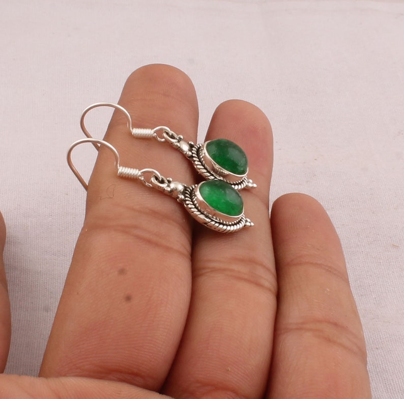 Beautiful Natural Green Jade Earring 925Sterling Silver Etsy