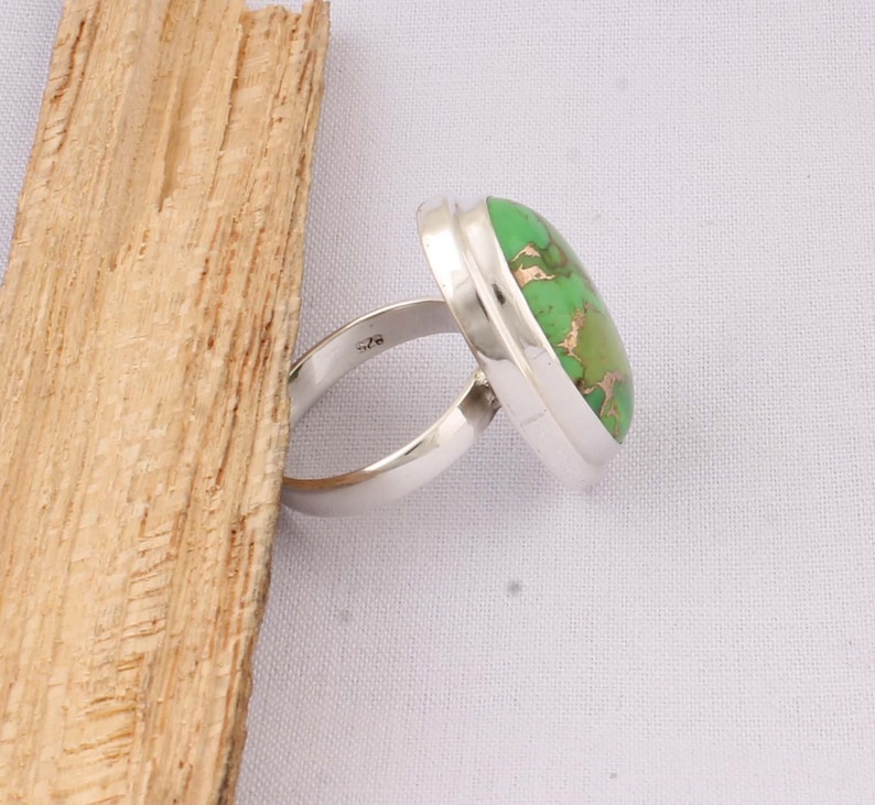 Natural Green Copper Turquoise AAA+Quality Gemstone Ring 925-Antique Silver Ring,Middle Finger Ring,Sterling Silver Ring Gift Item Ring