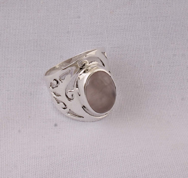 Amazing Rose Quartz Gemstone Ring,Wedding Ring 925-Antique Silver Ring Middle Finger Ring Sterling Solid Silver Ring Boho Ring Gift For Him