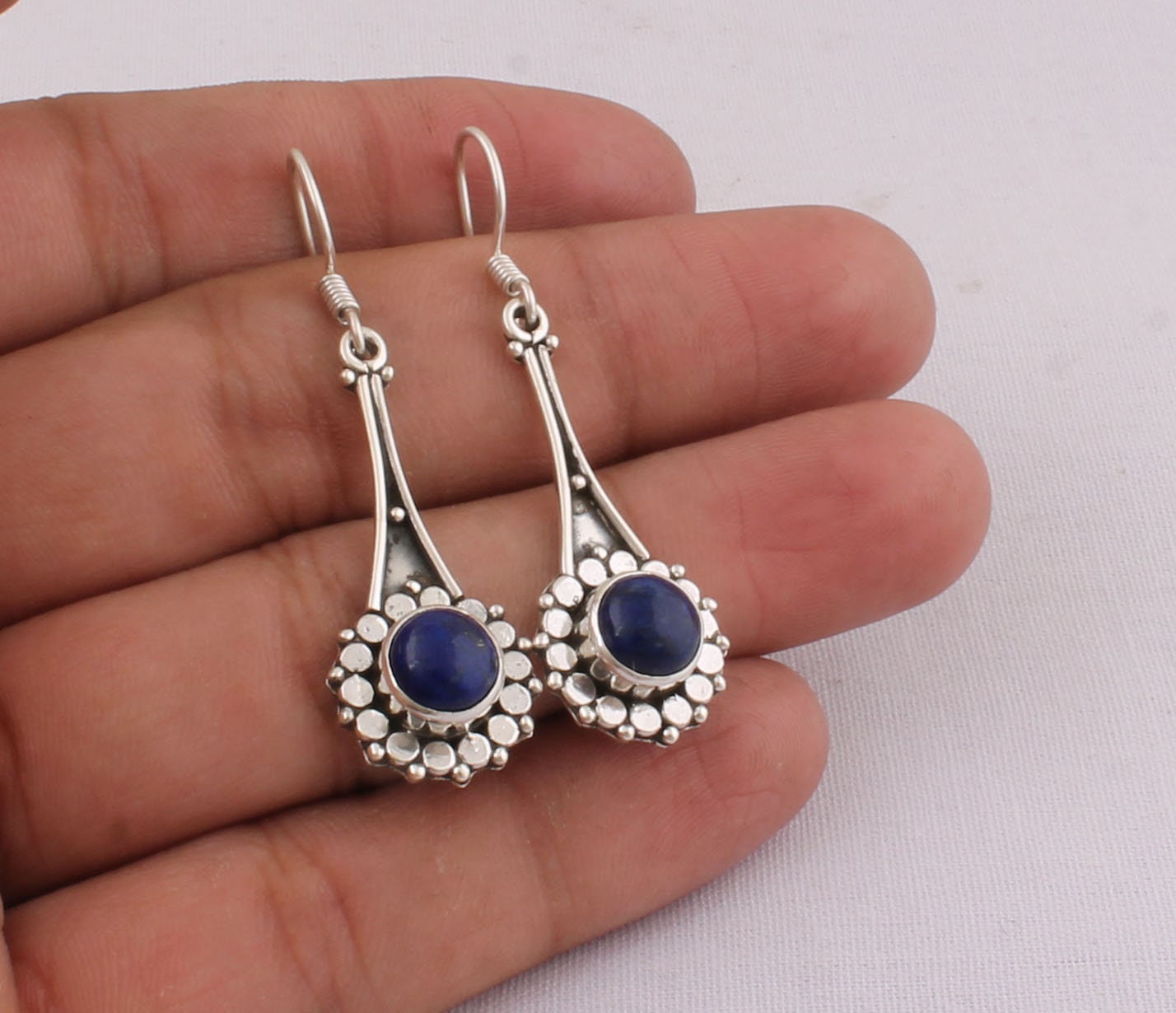 Lapis Lazuli Sterling Silver Gemstone Earring 925 Silver | Etsy
