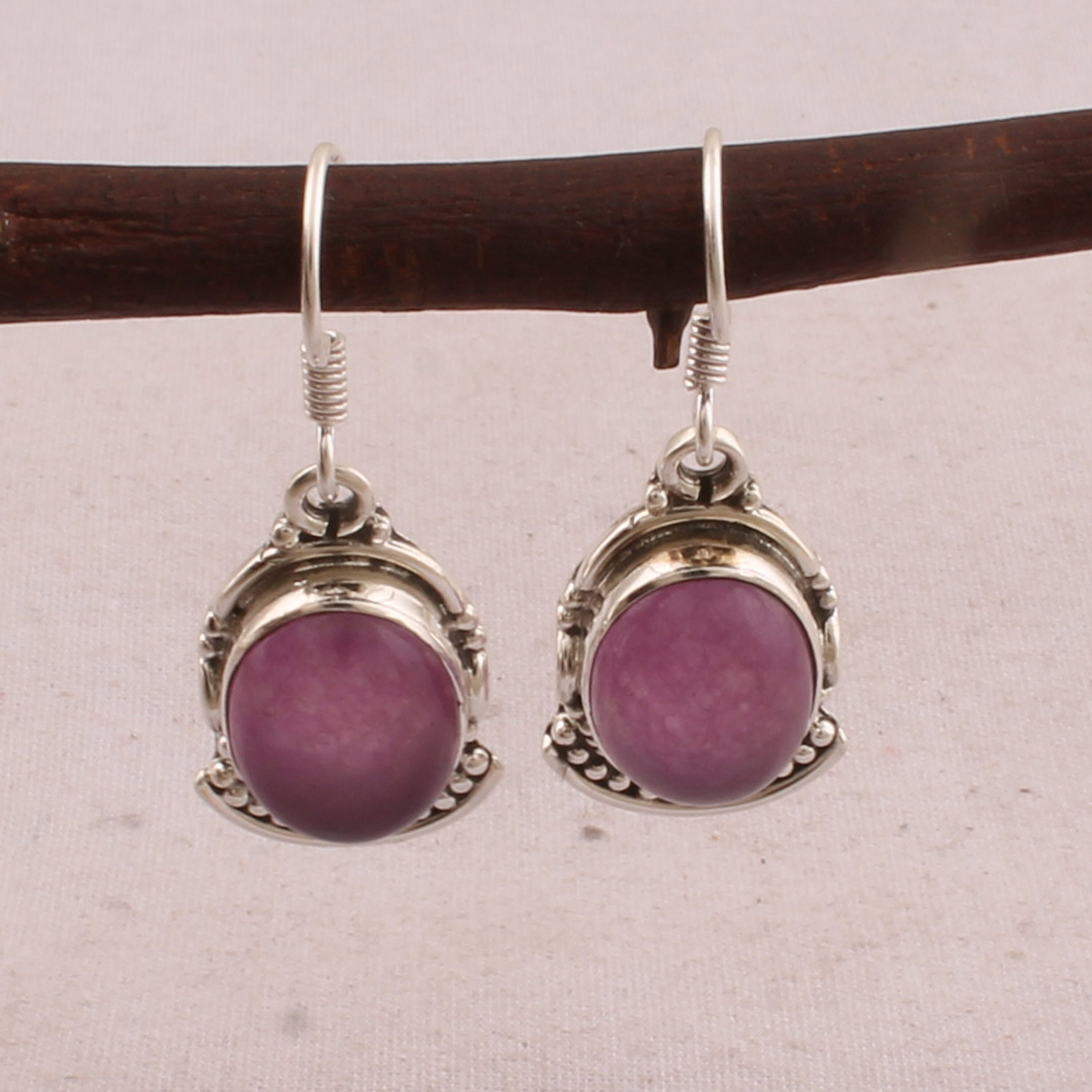 Purple Jade EarringPurple Oval Stone Earring925 Sterling Etsy