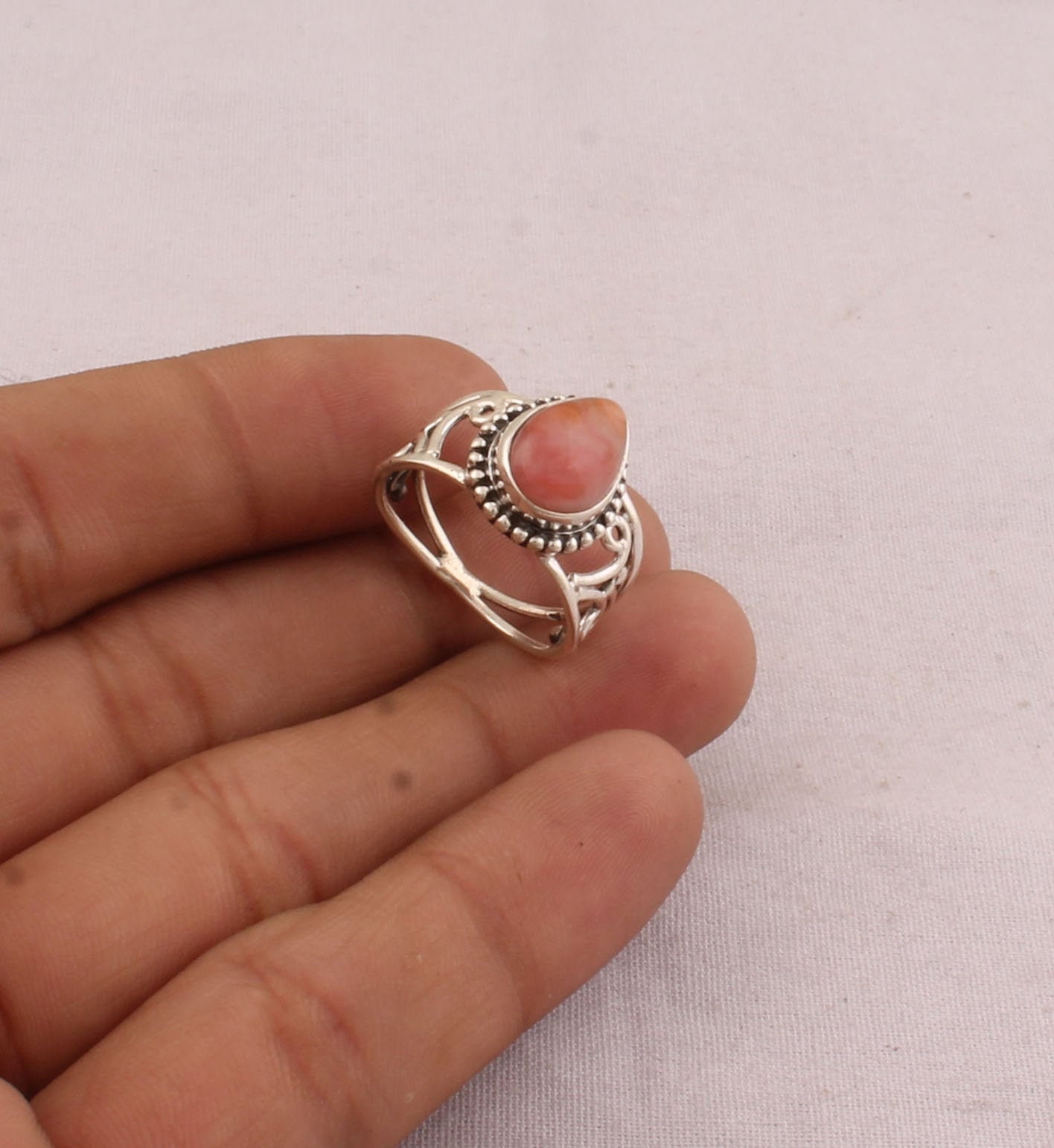 Natural Pink Jade Top Quality Gemstone Ring Cabochon Opaque Etsy