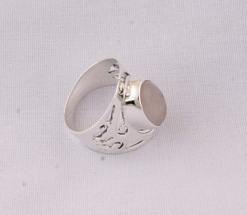 Amazing Rose Quartz Gemstone Ring,Wedding Ring 925-Antique Silver Ring Middle Finger Ring Sterling Solid Silver Ring Boho Ring Gift For Him