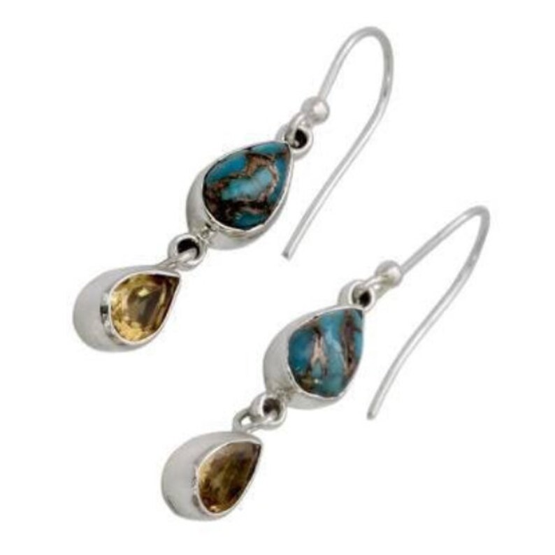 Composite Turquoise+Citrine Gemstone Handicraft Earring Cabochon /& Cut Stone/'s Boho Earring Antique Silver Combo Earring Etsy Cyber-2019