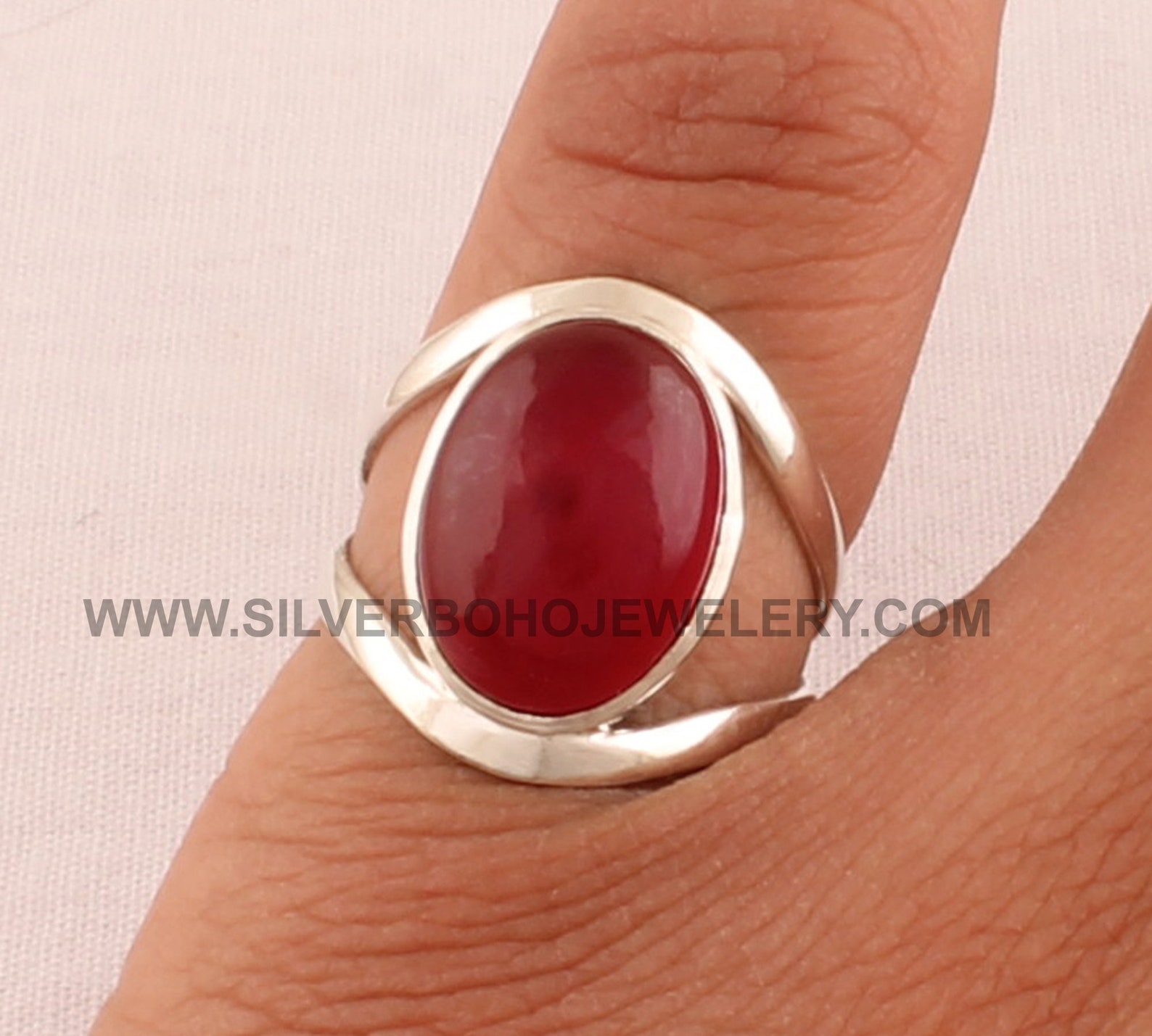 Solid Silver Pink Jade Ring 925 Sterling Silver Ring Etsy