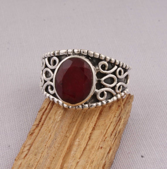 Natural Beautiful Ruby Top Quality Gemstone Ring 925-Antique | Etsy