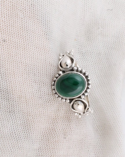 Malachite AAAQuality Gemstone Ring Round Cabochon Stone Boho | Etsy