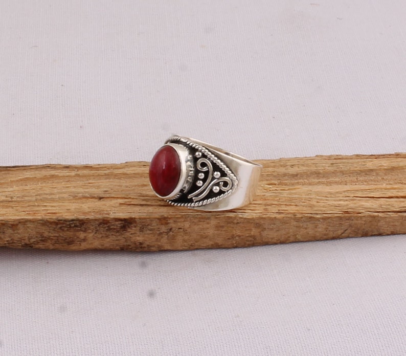 Cabochon Ring Antique Silver Ring Natural Red Jasper Gemstone Rings Sterling Silver Ring Oval AAA+Quality Stone Women Gift Dainty Hoop