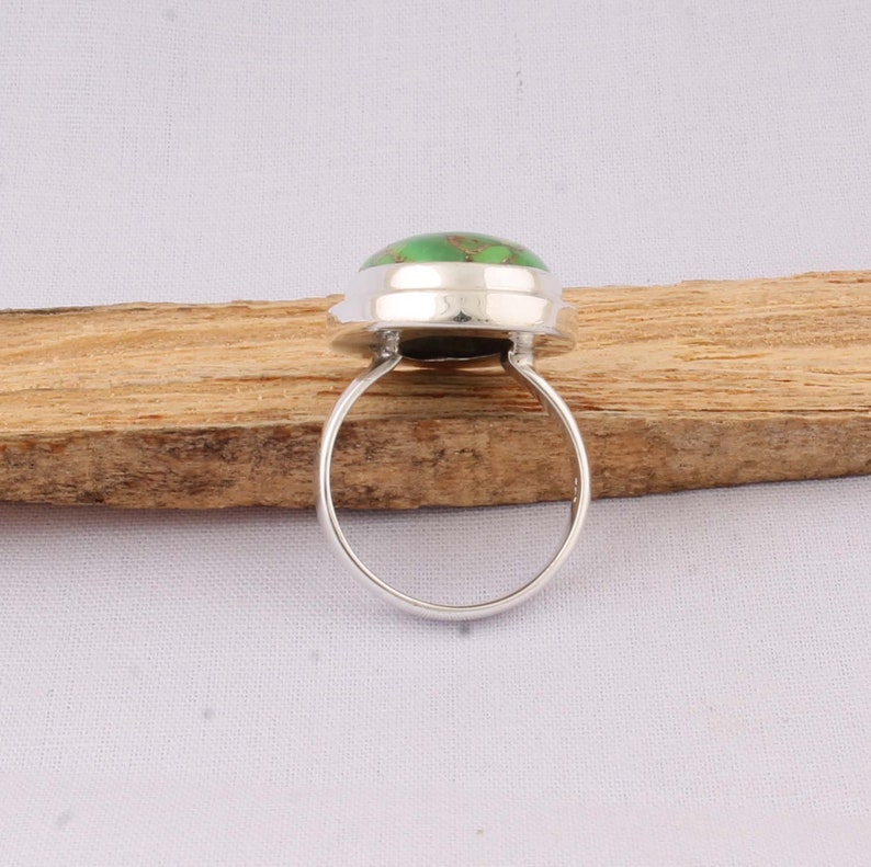 Natural Green Copper Turquoise AAA+Quality Gemstone Ring 925-Antique Silver Ring,Middle Finger Ring,Sterling Silver Ring Gift Item Ring