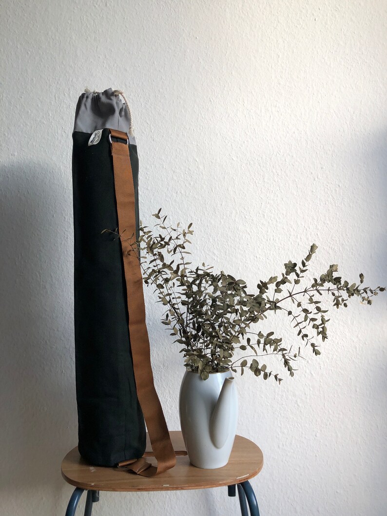 Cotton canvas yoga bag with shoulder strap