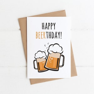 Happy Beerthday Beer Birthday Card Funny Birthday Card - Etsy