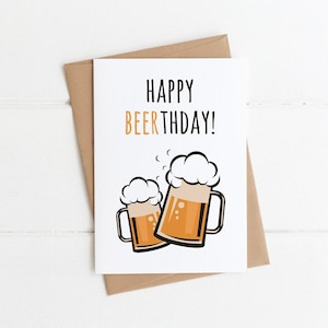 Happy Beerthday Beer Birthday Card Funny Birthday Card - Etsy