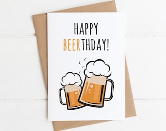 Happy Beerthday | Beer Birthday Card | Funny Birthday Card