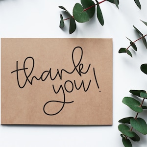 Thank You Card | Recycled Kraft Card | Simple Wedding Thank You | Blank Inside
