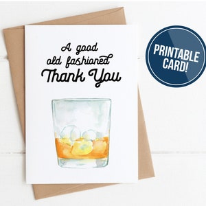 CARTE IMPRIMABLE - Une bonne carte de remerciement à l'ancienne - Merci drôle - Carte de cocktail - Plusieurs tailles - PDF - Imprimer à la maison