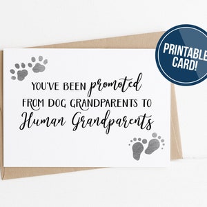 Abuelos de perros IMPRIMIBLES - Tarjeta de anuncio de embarazo a los padres, promovida de abuelos de perros a abuelos humanos
