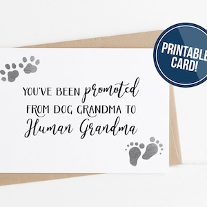 Abuela Perro IMPRIMIBLE - Tarjeta de anuncio de embarazo a mamá, promovida de abuela perro a abuela humana