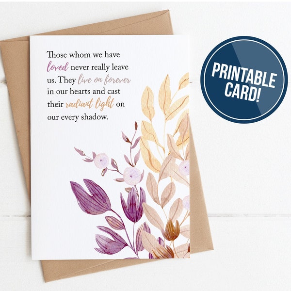 PRINTABLE Sympathy Card | Condolence Card | Loss Card | Deepest Sympathies | Digital Download