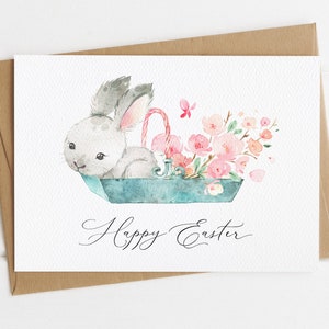 Easter Bunny Card | Happy Easter Card | Cute Easter Card | Eco friendly | Folded Greeting Card | Blank inside