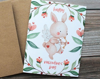 Valentines Day Card or Card Set, Recycled Greeting Card, Adorable Valentines cards, for friends, for coworkers, Happy Valentine's Day Card