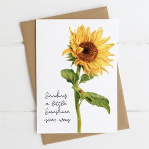 Sending Sunshine | Thinking Of You Card | Get Well Soon Card | Sympathy Card | Sunflower | Blank Inside