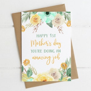 Happy 1st Mothers Day Card, First Mother's Day Card, Mother's Day card for New Mom, Eco Friendly Greeting Card