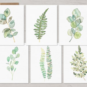 Peaceful Botanical Card Pack | Recycled Greeting Cards | Greenery Cards | Watercolor note cards | Blank Inside