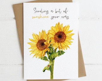 Sending Sunshine | Thinking Of You Card | Get Well Soon Card | Sympathy Card | Sunflowers | Blank Inside