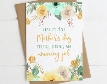 Happy 1st Mothers Day Card, First Mother's Day Card, Mother's Day card for New Mom, Eco Friendly Greeting Card
