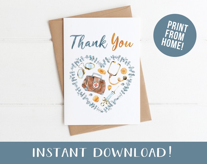 PRINTABLE Nurse Thank You Card, Floral Card for Nurse, Gift for Nurse ...