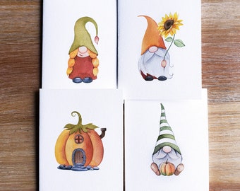 Fall Greeting Card Pack | Autumn card set | Gnome Cards | Thanksgiving Cards | Blank Inside