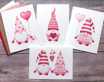 Valentine's Day Card Pack | Gnome cards | for friends | for coworkers | blank inside